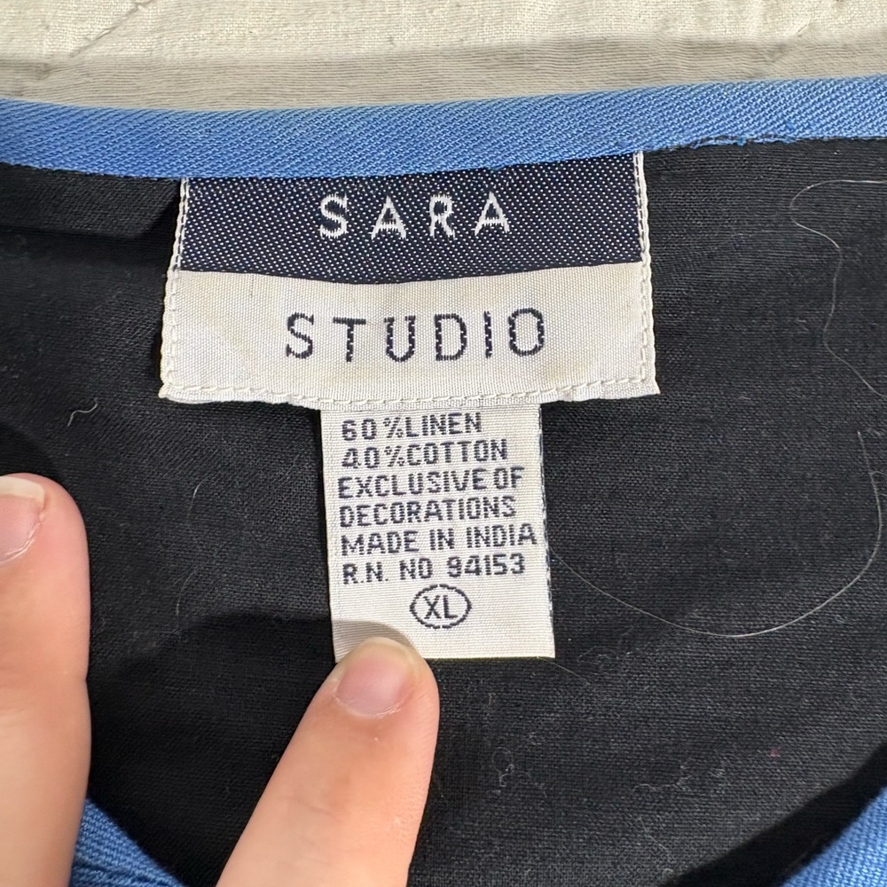 Sara Studio Color Block Patchwork Button Up Jacke… - image 2